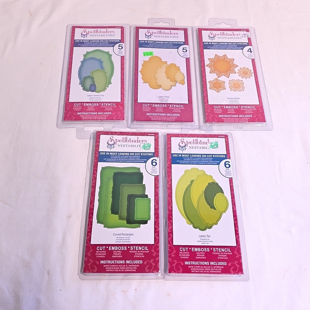 Spellbinders Nestabilities Die Cut Set Lot 5pk Labels Motifs Rectangles NEW
